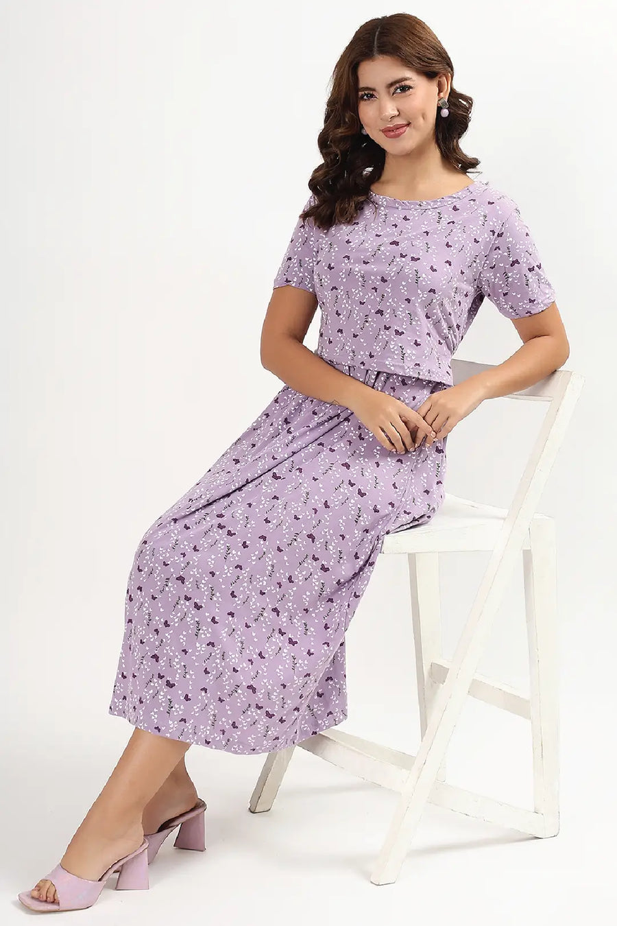 Lilac Flutter Zipless Feeding Gown