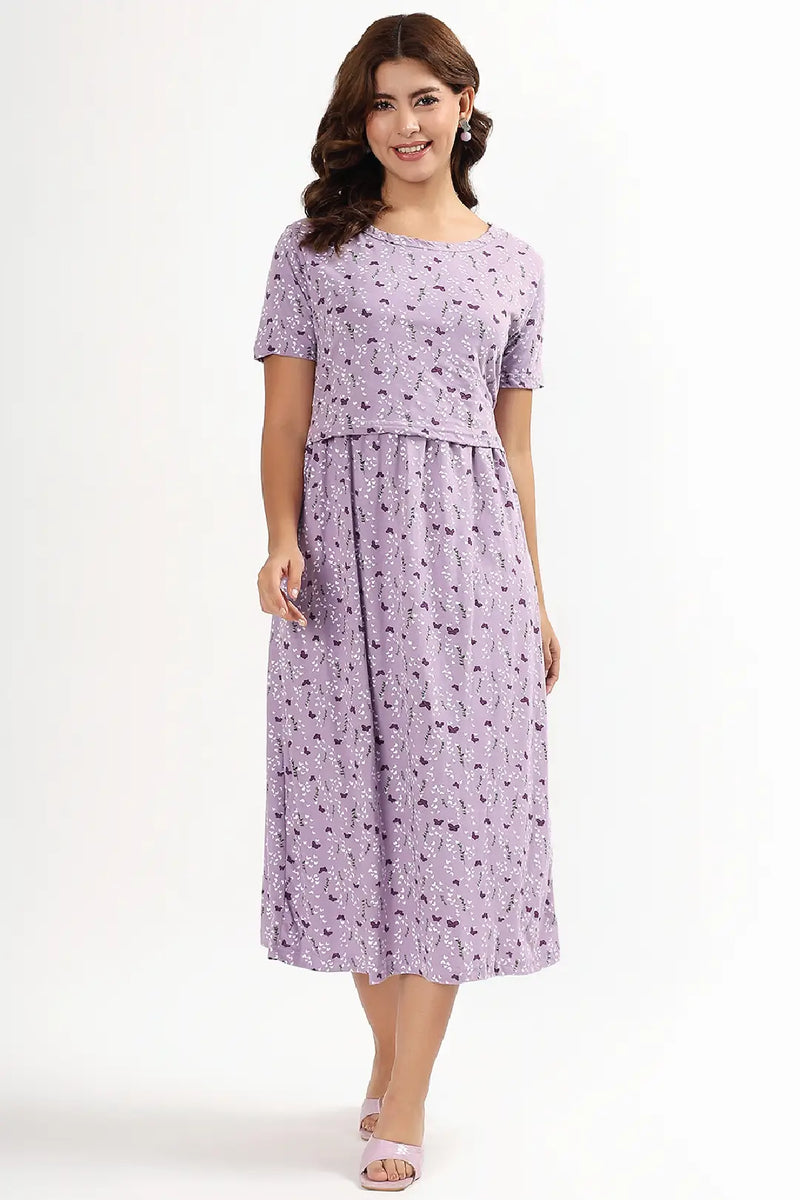 Lilac Flutter Zipless Feeding Gown