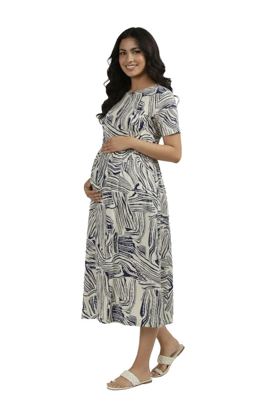 Fluid Abstract Zipless Feeding Gown