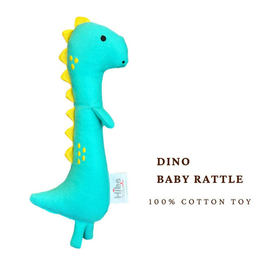 Dino Baby Cotton Rattle Toy For Newborns | New born Baby Gifts | Baby Essentials | Baby Toys | 100% Cotton (Sound Attached) Toy