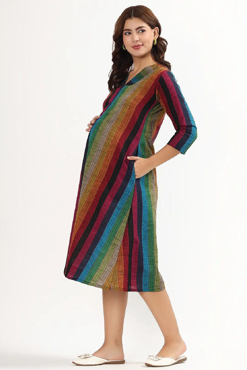 Rainbow Stripes Feeding Dress