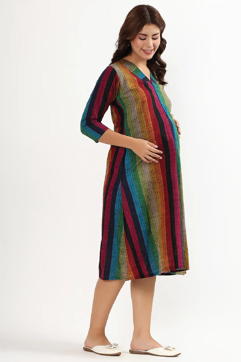 Rainbow Stripes Feeding Dress