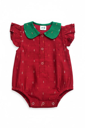 Ruby Leaf Silk Romper