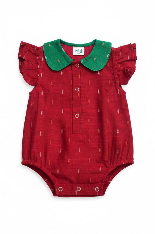 Ruby Leaf Silk Romper