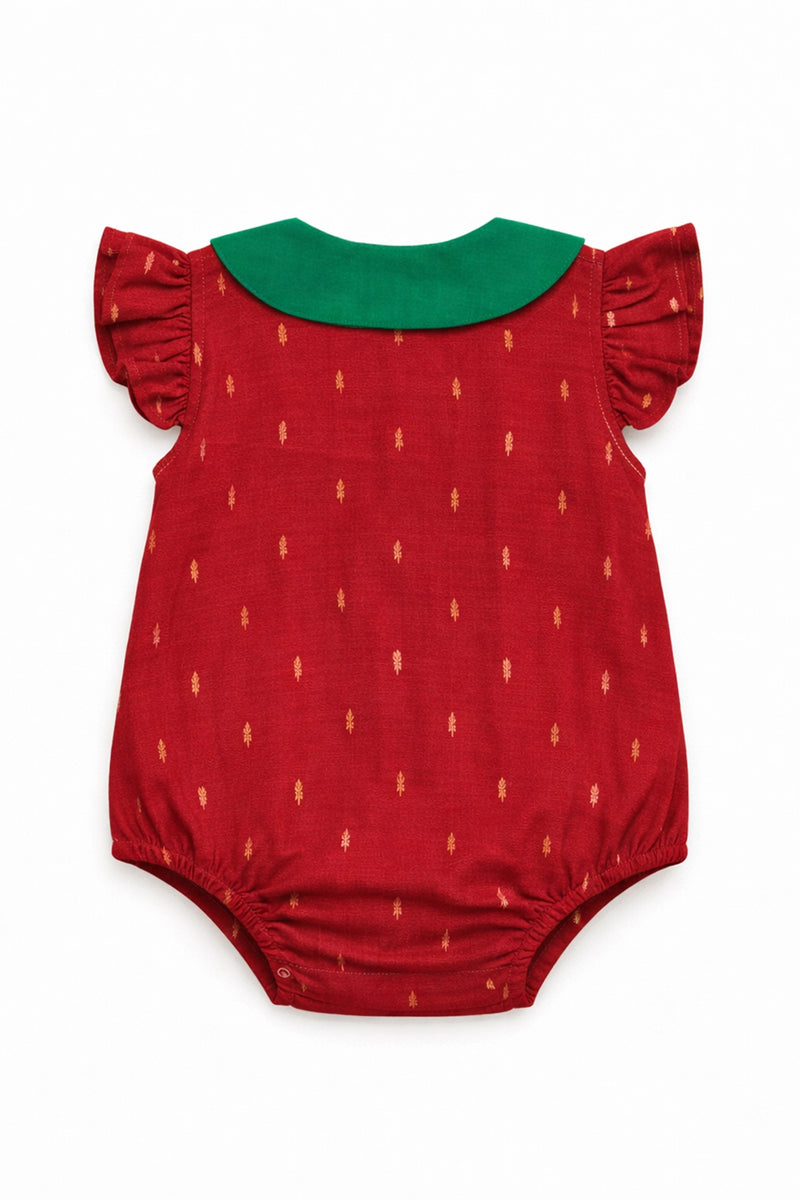 Ruby Leaf Silk Romper