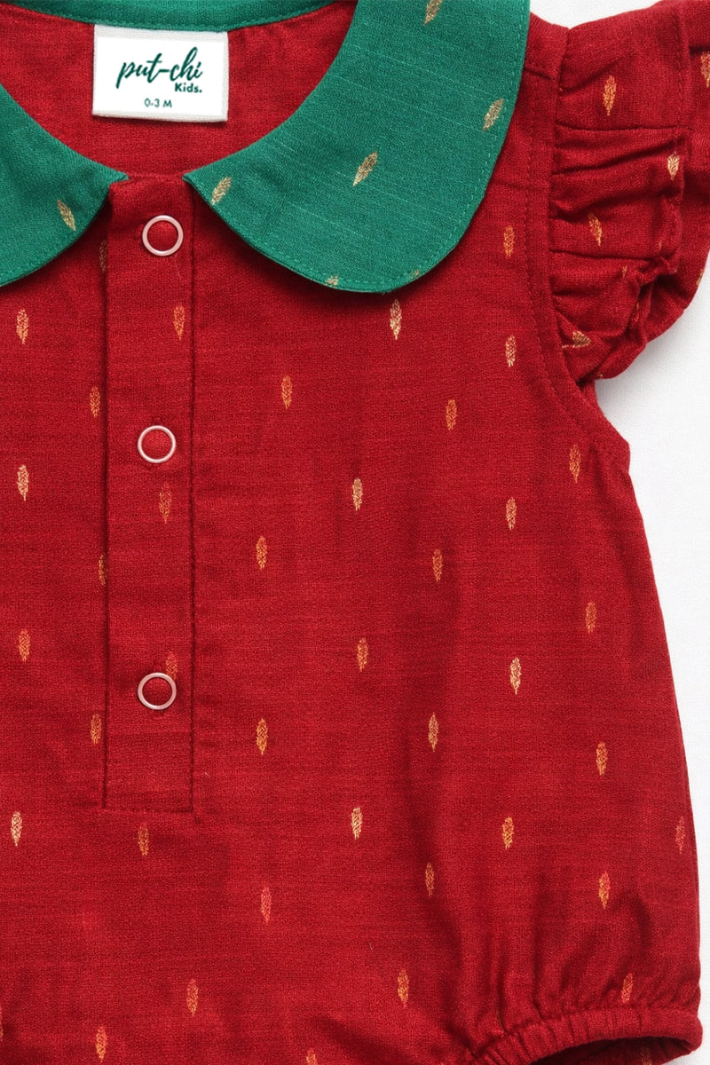 Ruby Leaf Silk Romper
