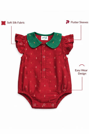 Ruby Leaf Silk Romper