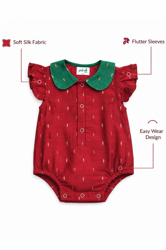 Ruby Leaf Silk Romper