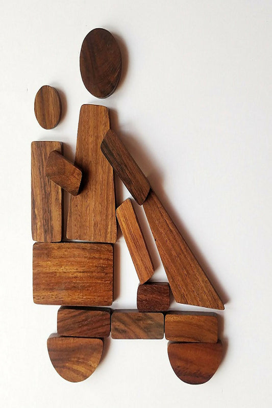 Handmade Aakar 50 Wooden Pieces Storytelling Puzzle Set