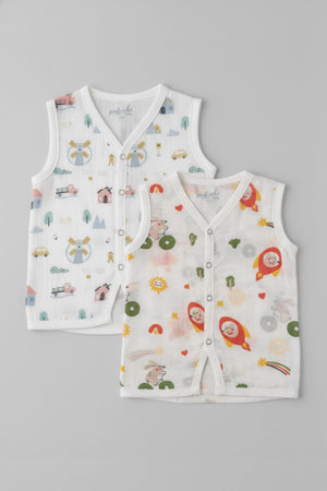Muslin Sleeveless Jabla(Tiny Town & Space Bunnies)