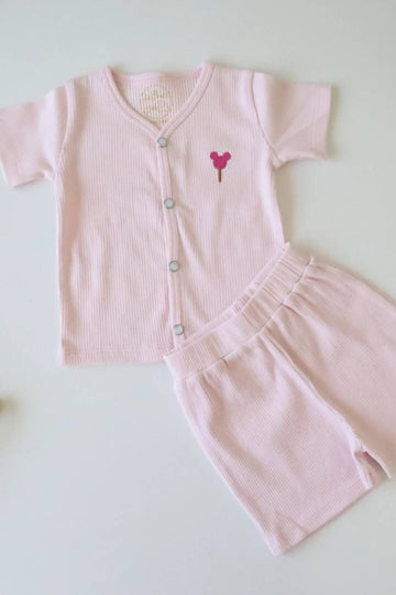 Light Pink Organic Cotton Top and Shorts Set for Baby