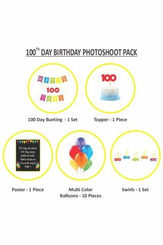 100 Days Birthday Celebration Swirls Kit (Pack of 26 pcs)