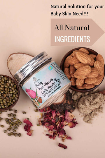 Baby Rose-almond Bath Powder (First Choice Of Best Mothers) Moisturized Skin And Soothe Baby!