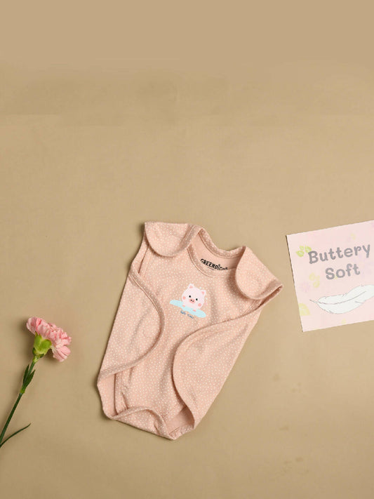 Pink Organic Cotton Premature Baby Half sleeve Bodysuit