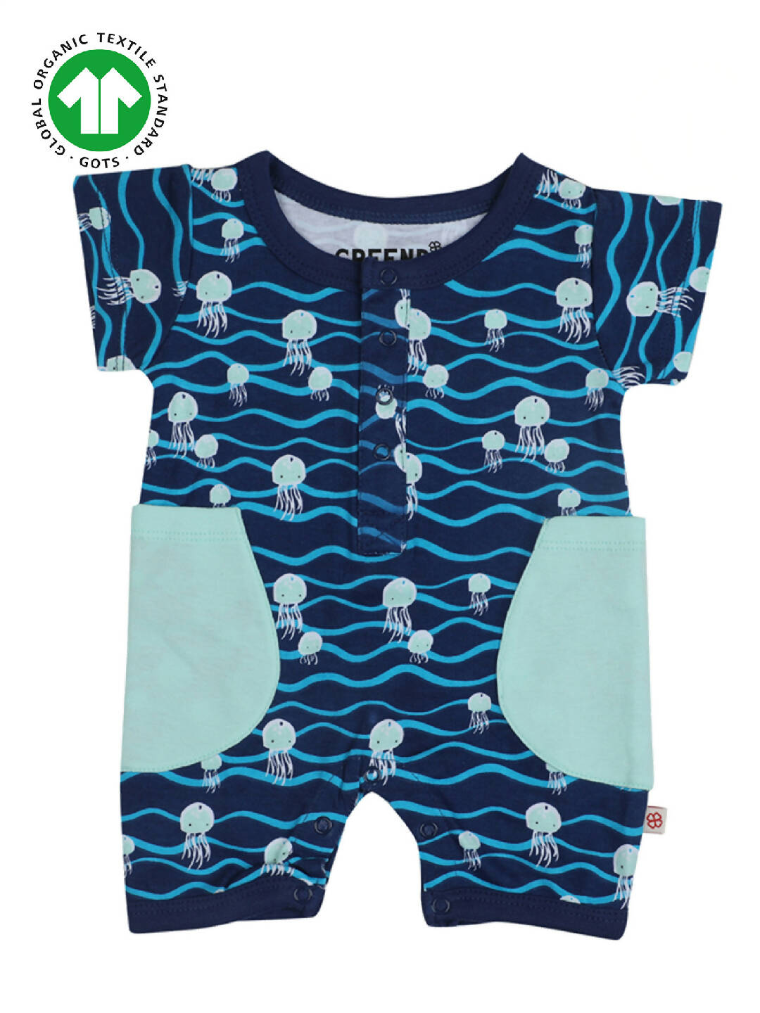 Blue Organic Cotton Bodysuit for Baby Boy