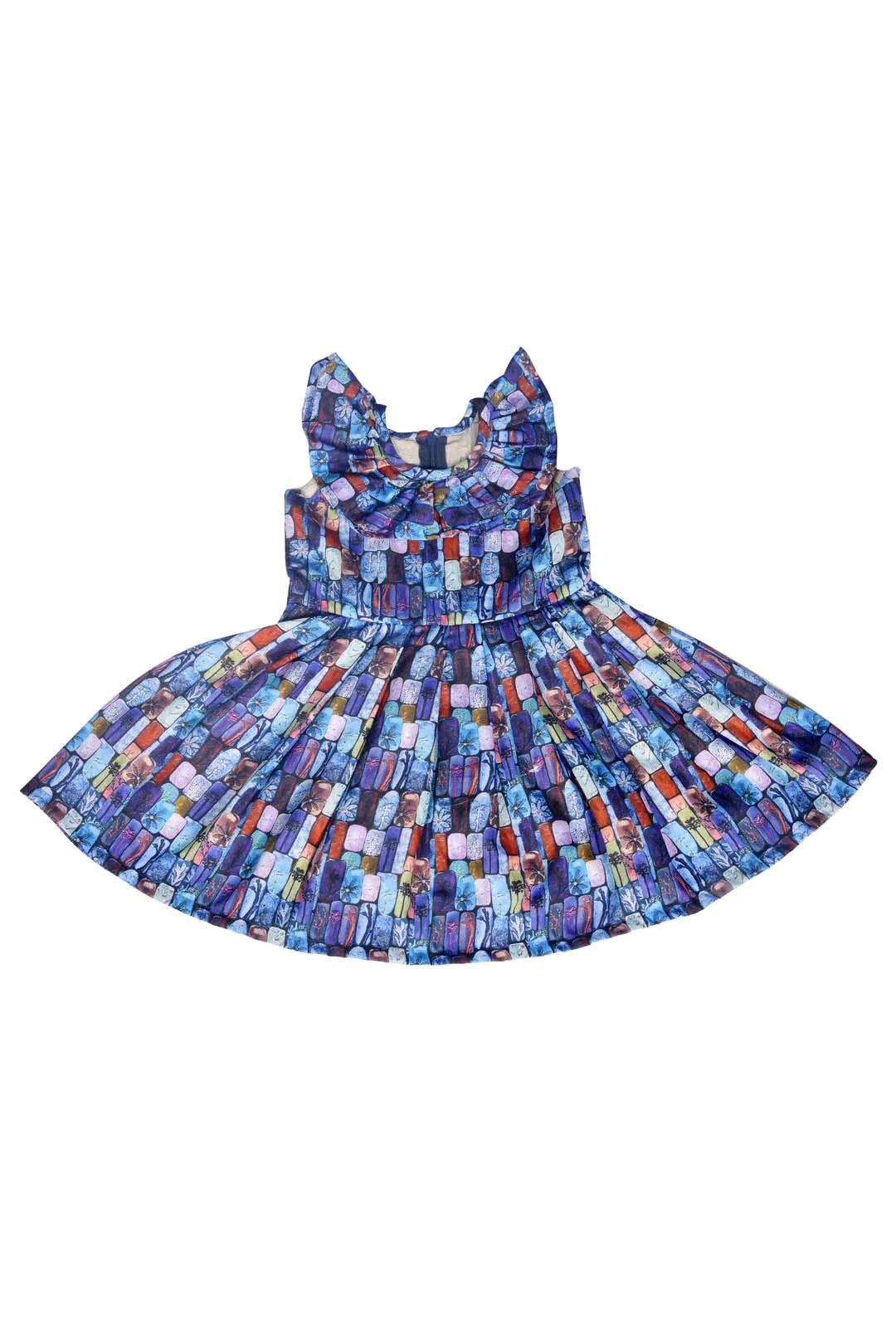 Stylish Blue Abstract Delight Cotton Girls Frock