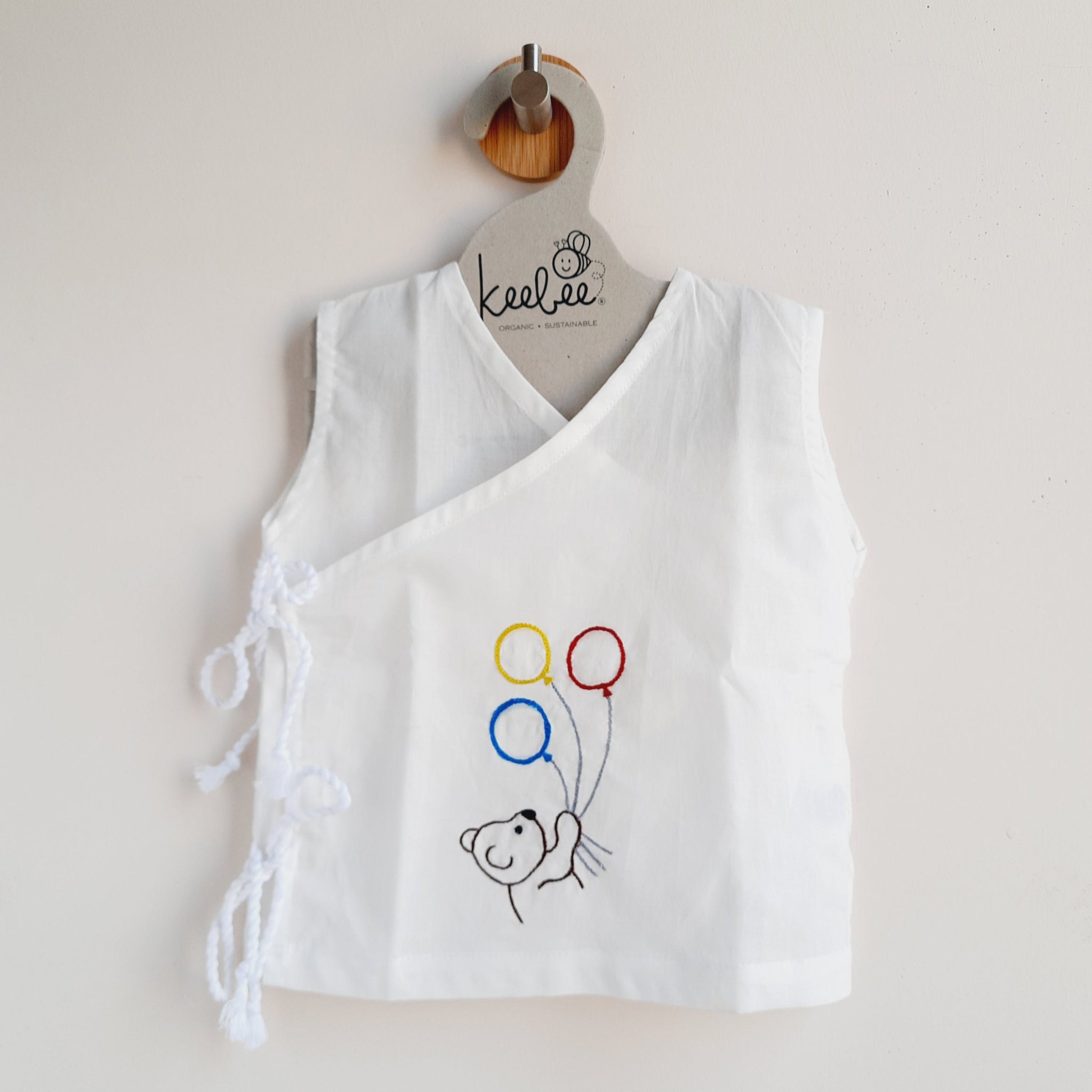Organic Cotton Sleeveless Embroidered Baby Jabla - Balloons