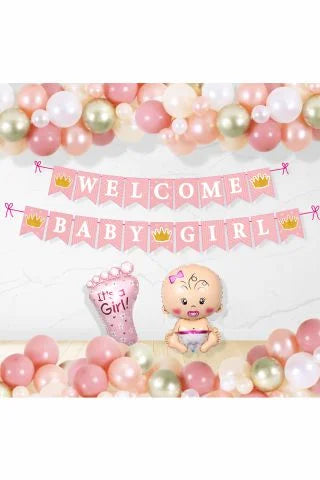Baby Welcome Kit For Baby Girl With Balloons