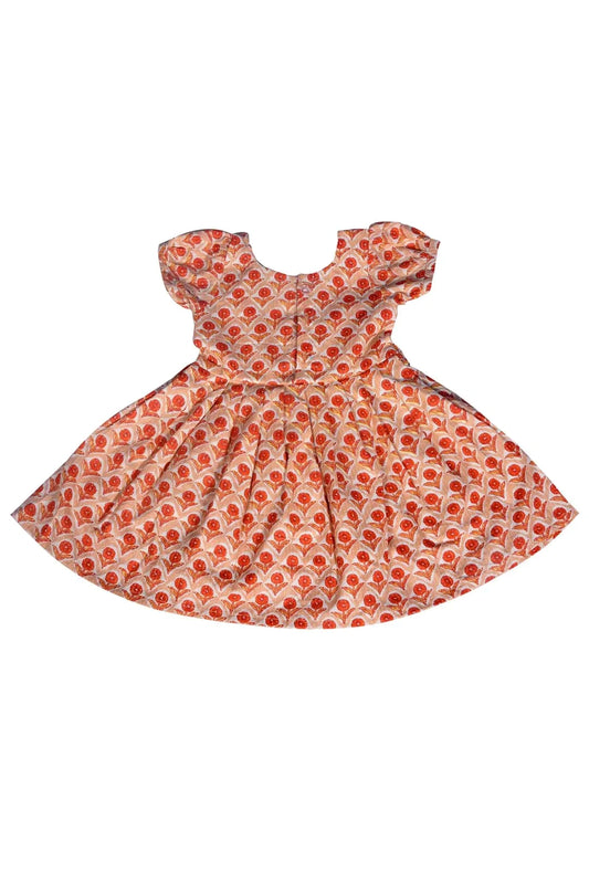 Budding Beauty - Red Cotton Frock with Flower Accents