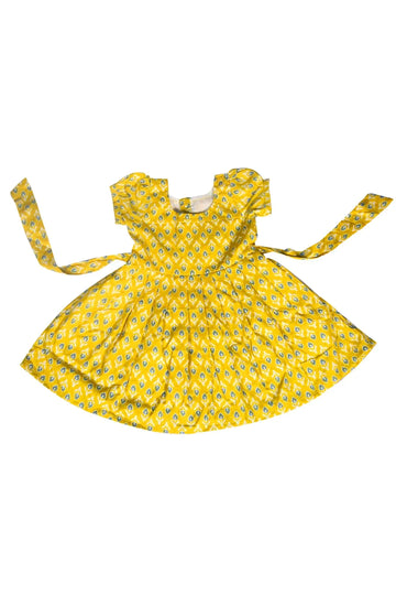 Charming Mustard Hues - Stylish Cotton Frock for Girls