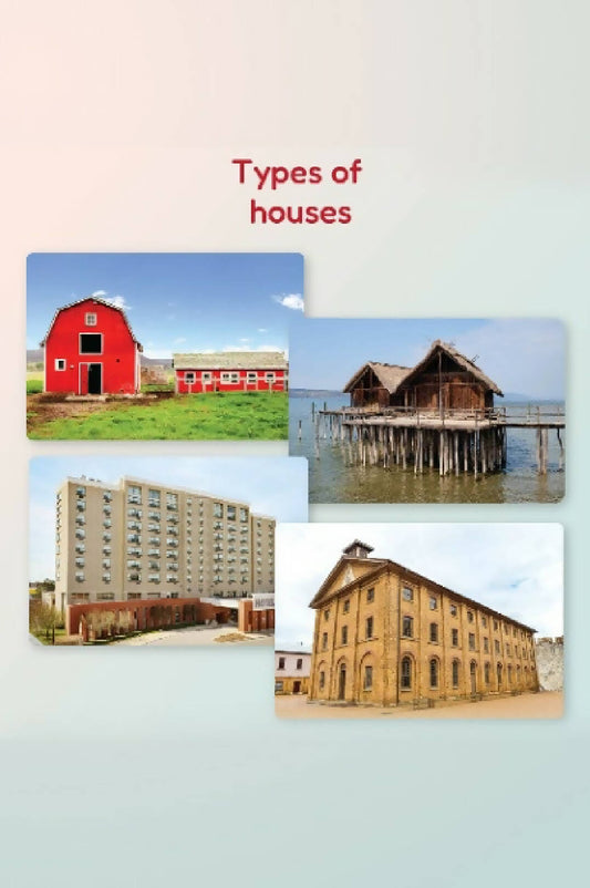 Types of Houses Flash Cards for Babies and Infants for Early Learning and Stimulation