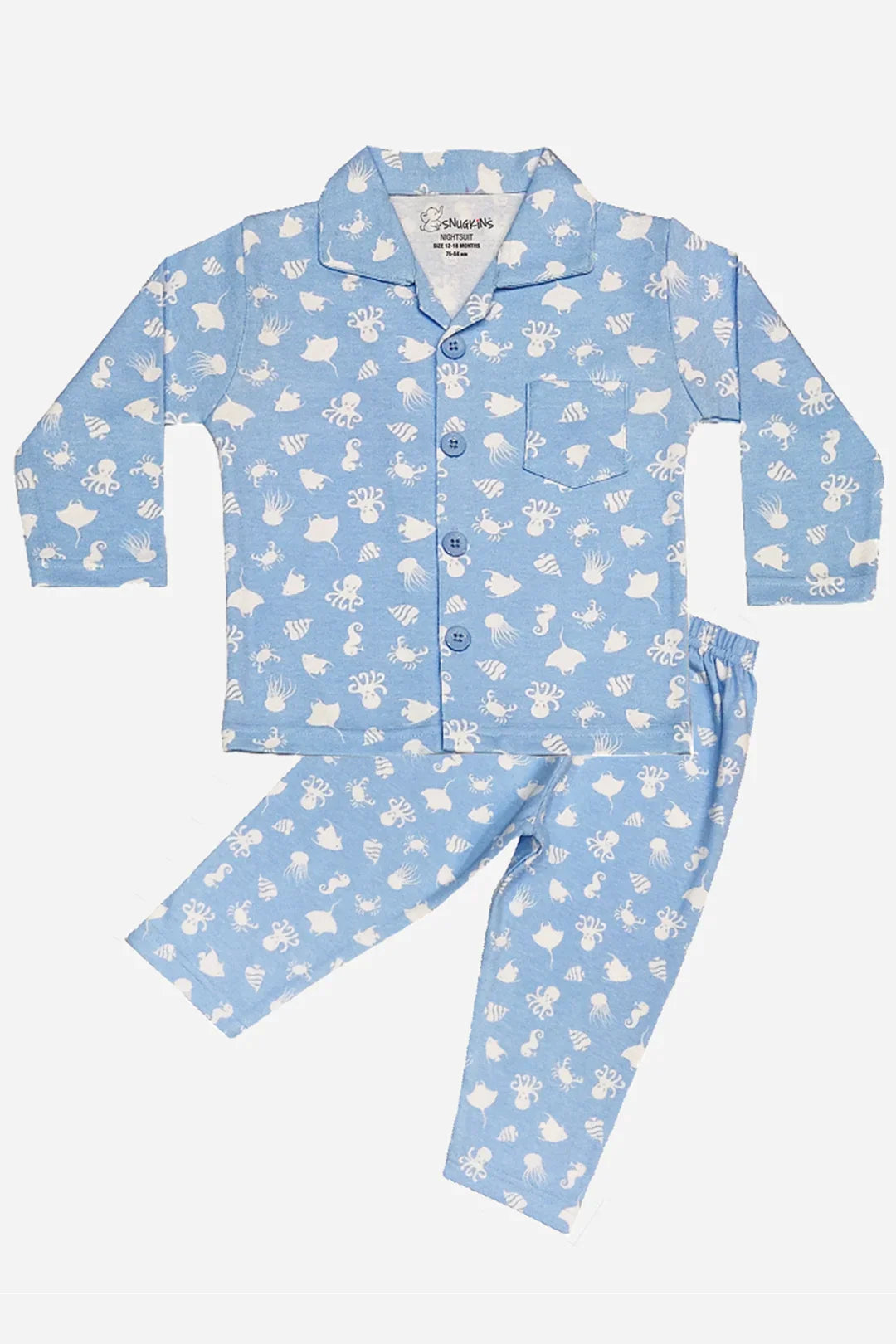 Full Sleeves Baby Octopus Printed Pajamas - Sleep Wear for Baby/Kids - Boys and Girls