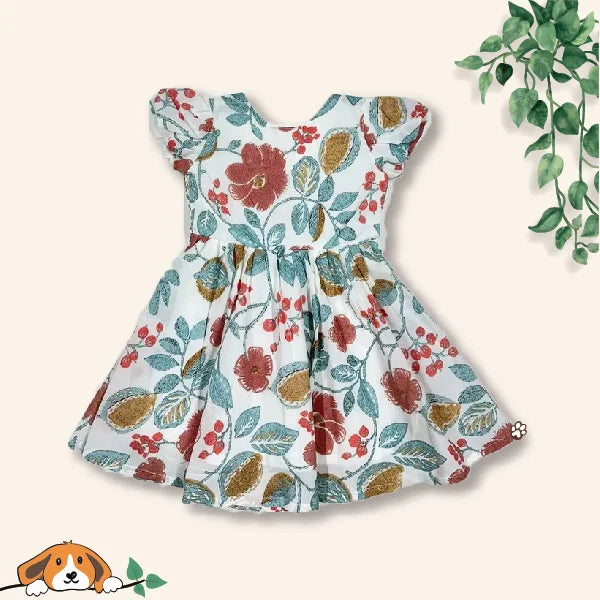 Garden Party Floral Printed Frock For Little Girls