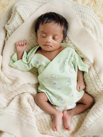 Greendigo Organic Cotton Kimono Style Premature Baby Green Top, Preemie for Unisex Baby