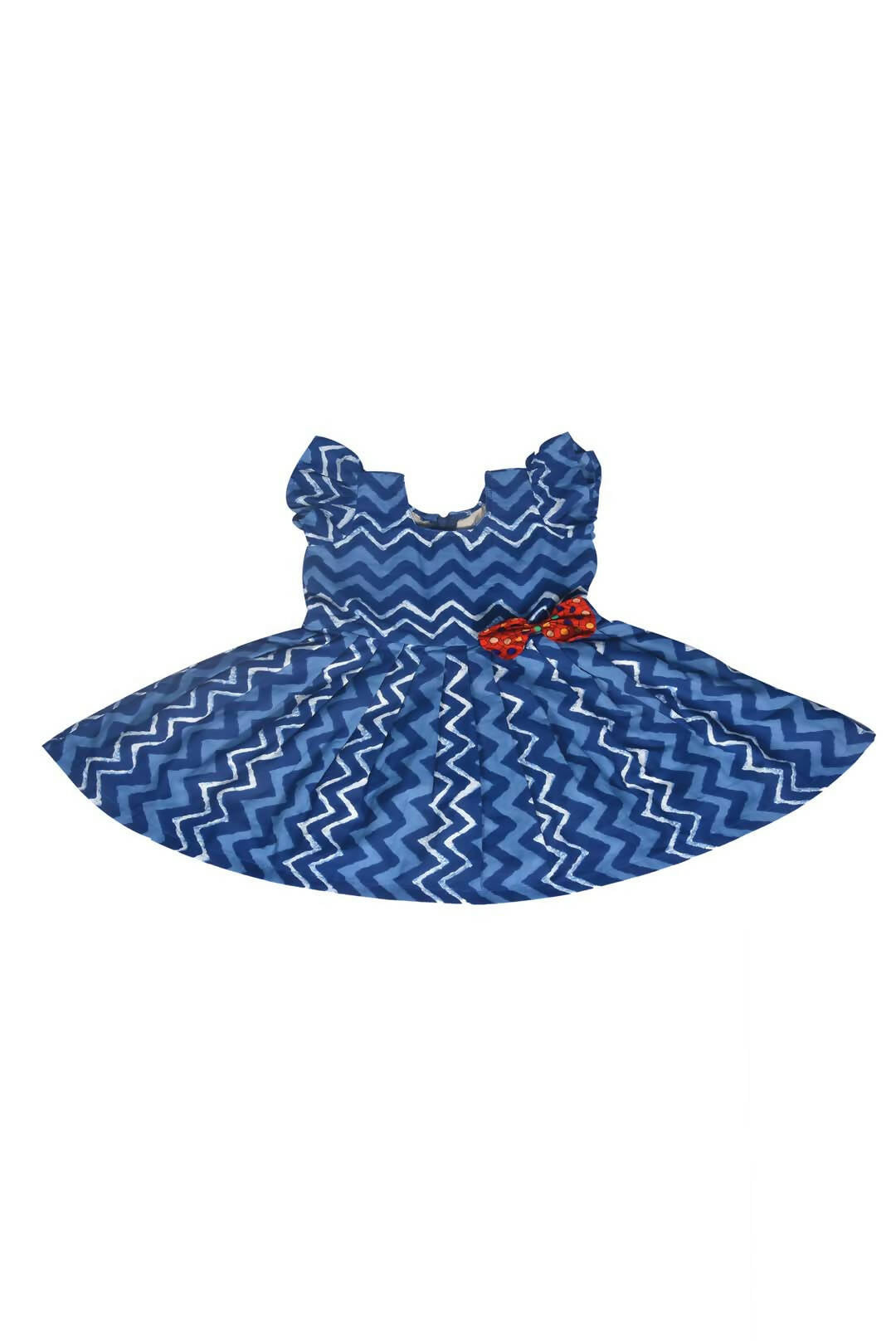 Blue Zig and Zag Cotton Girls Frock