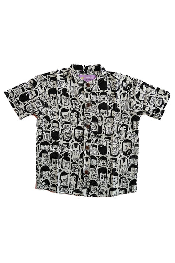 Mugam Black Cotton Printed Boys Shirt