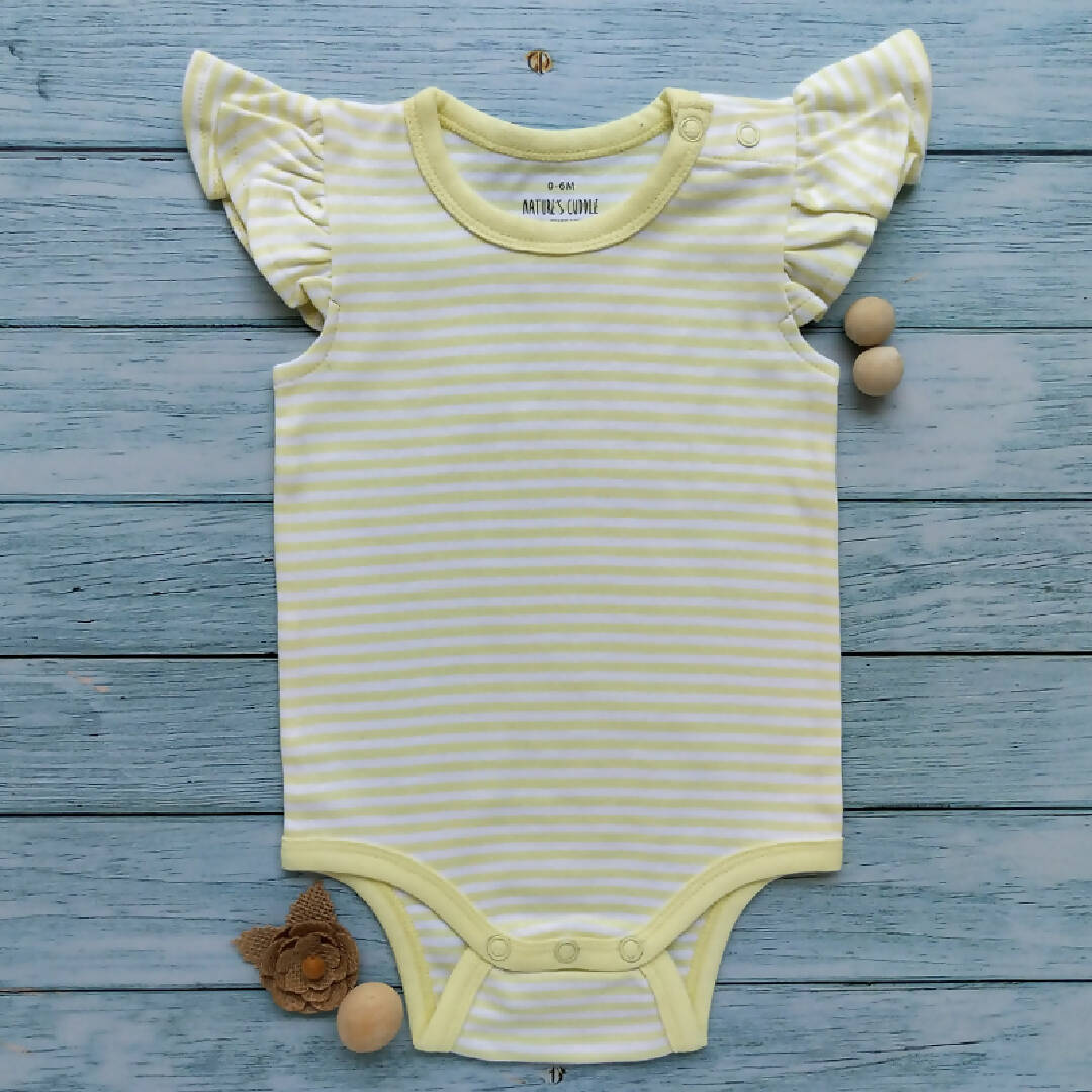 Cute Frilled Rompers Super Stripes in Yellow