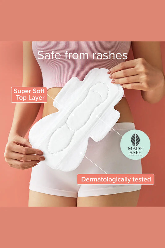 Nua Ultra-Safe Sanitary Pads For Women | 12 Ultra Thin Pads | Heavy Flow-XL+