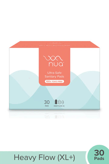 Nua Ultra-Safe Sanitary Pads For Women | 30 Ultra Thin Pads |Heavy Flow-XL+