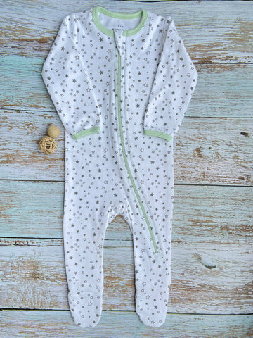 Green Star Gazing Zippered Grow Suit For Baby Romper