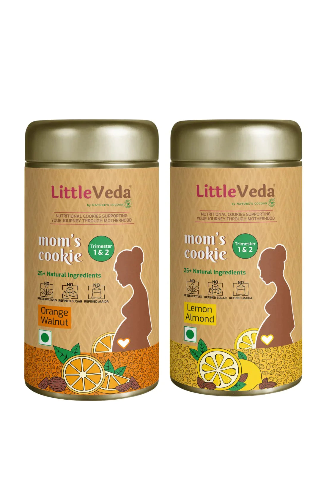 Pregnancy Cookies - Trimester 1&2 (150g+150g) - Orange Walnut & Lemon Almond
