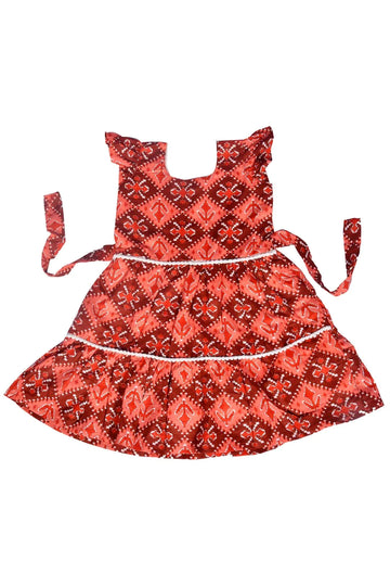 Little Ones Red Cotton Girls Frock