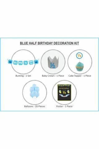Six Month Birthday theme - Blue Half Birthday party kit for a baby boy
