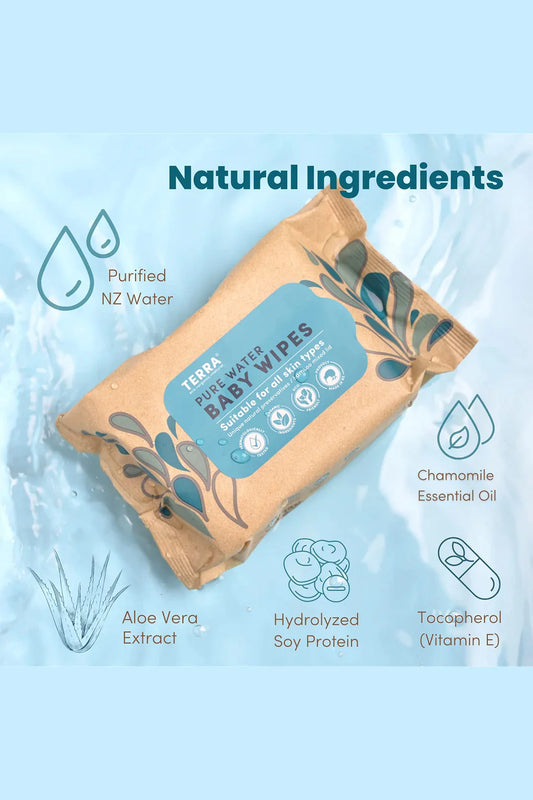 Terra Pure Water Baby Wipes and Kiwifruit Extract Baby Wipes