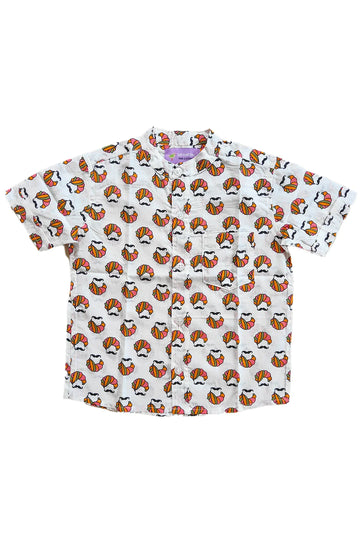Turban Orange Cotton Printed Boys Shirt