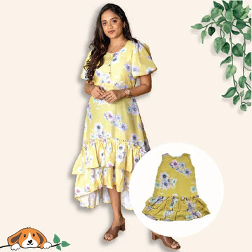 Orchid Yellow Bloom Mom & Daughter Twinning Dress