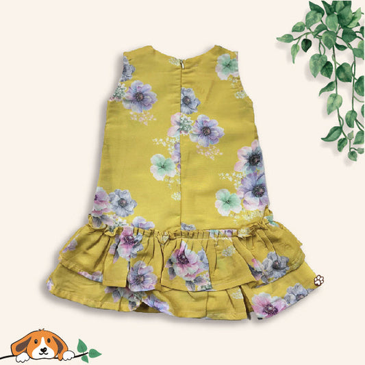 Orchid Yellow Bloom Frock For Little Girls