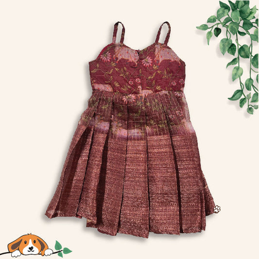 Maroon Cow Strapless Frock For Little Girls
