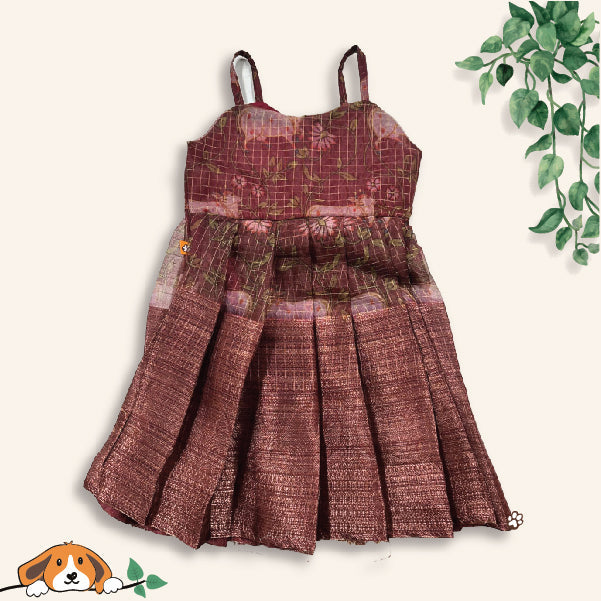 Maroon Cow Strapless Frock For Little Girls