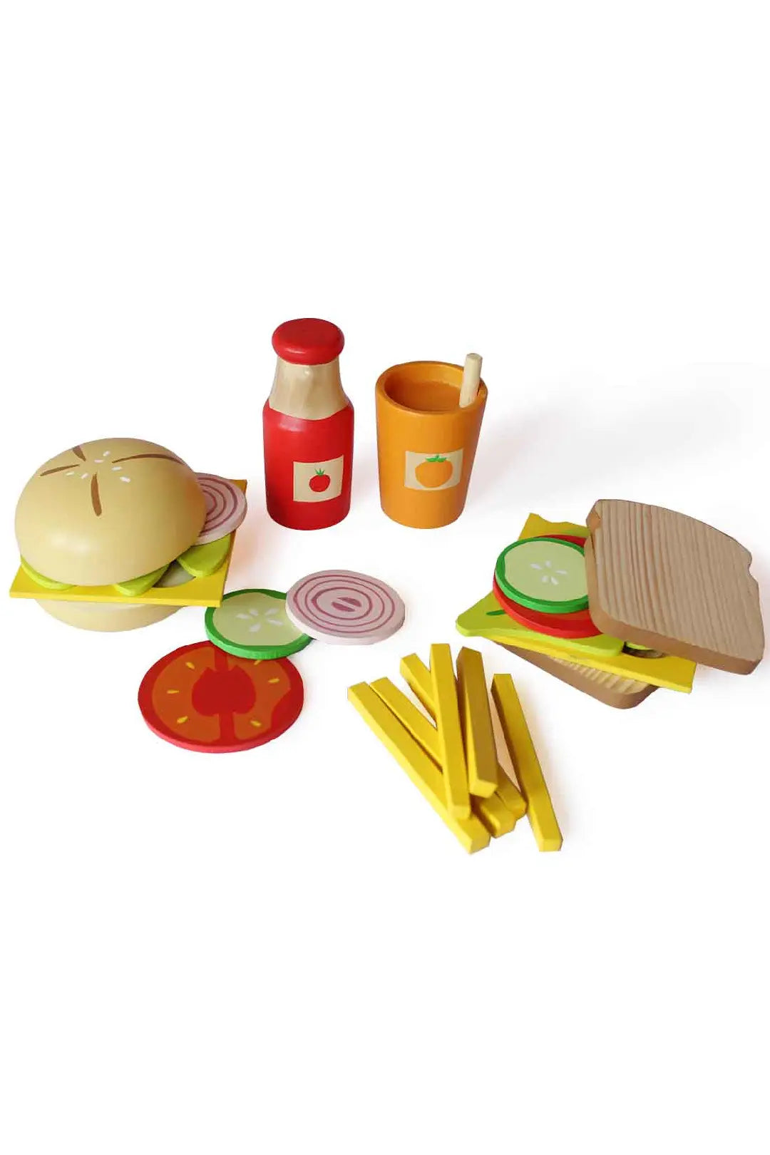 Wooden Sandwich and Burger Set
