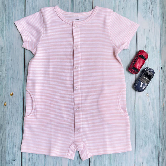 Blue and Pink Cute Side Pockets Romper