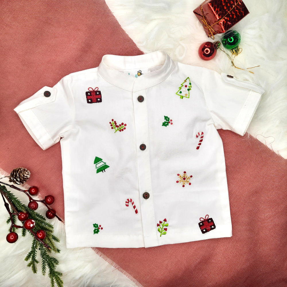 Organic Cotton Embroidered Shirts - Merrymas