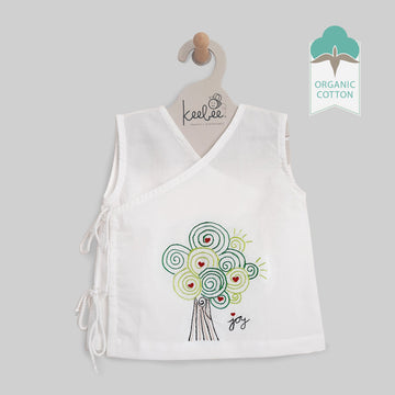 Organic Cotton Sleeveless Embroidered Baby Jabla - Tree