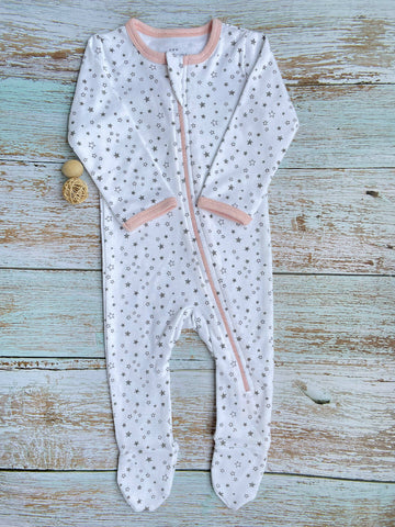 Pink Star Gazing Zippered Grow Suit For Baby Romper