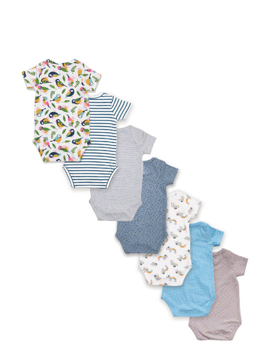 Multicolor Organic Cotton Baby Bodysuit - Pack of 7