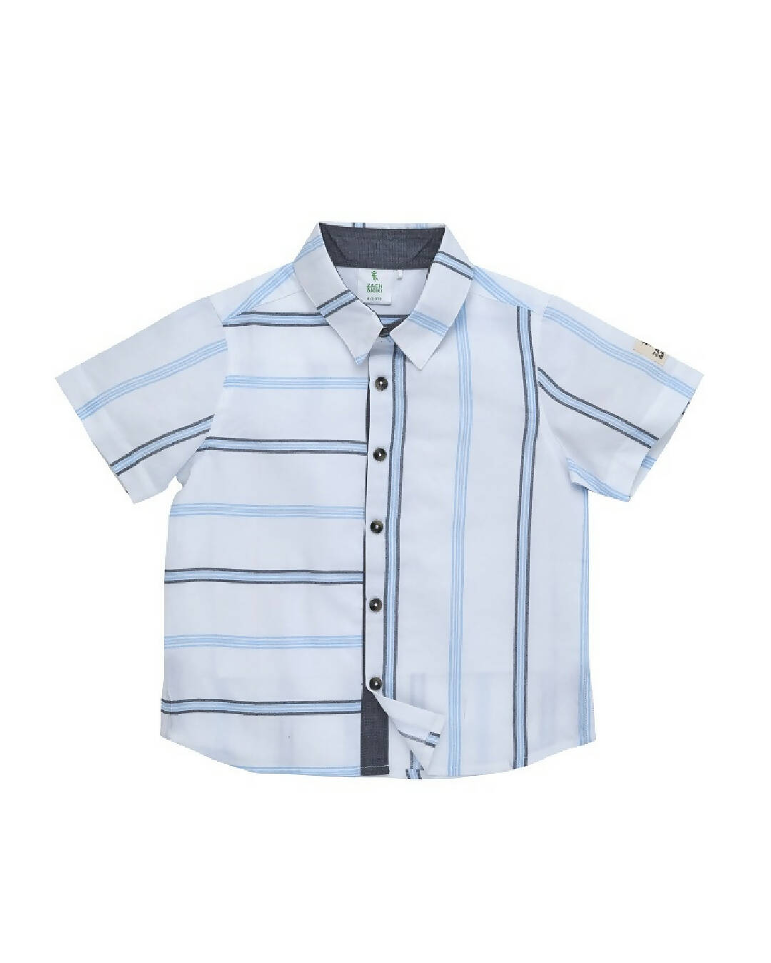 White Ada Stripe Classic Shirt for Boys